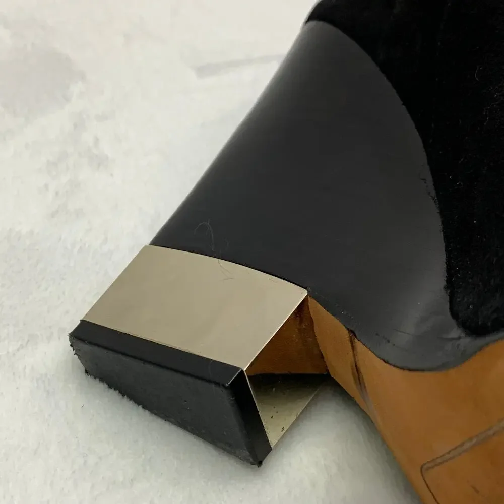 Givenchy Black Suede Gold Heel Slip On Bootie Womens Sz 10 with box extra heels - Picture 8 of 16